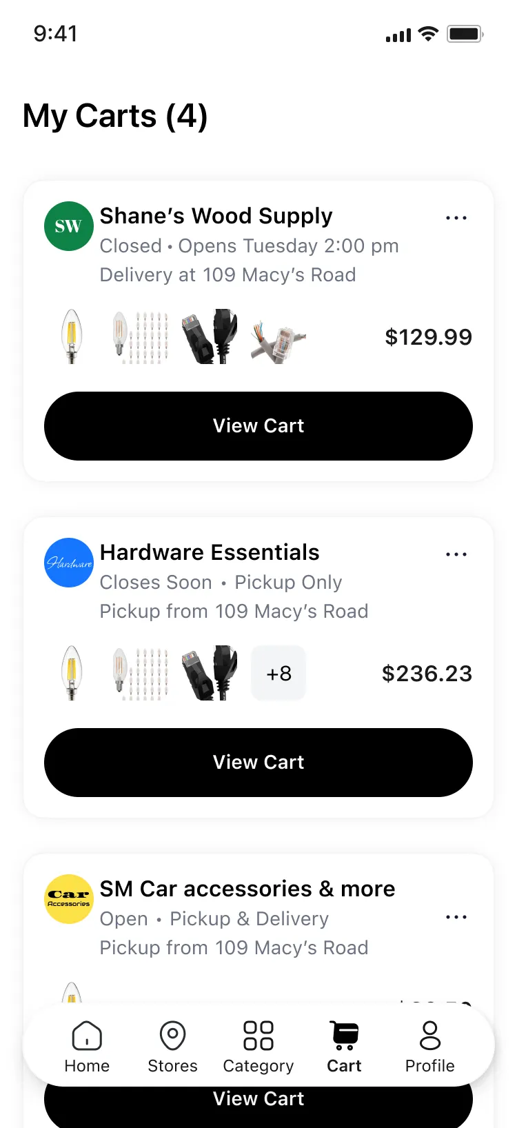 Expanded delivery cart