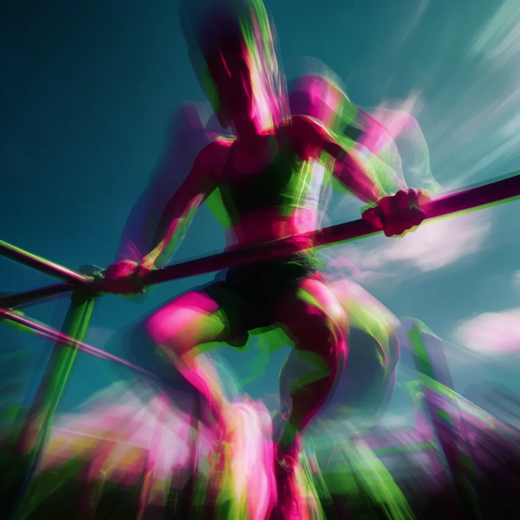 Athlete on resistance bands, long exposure