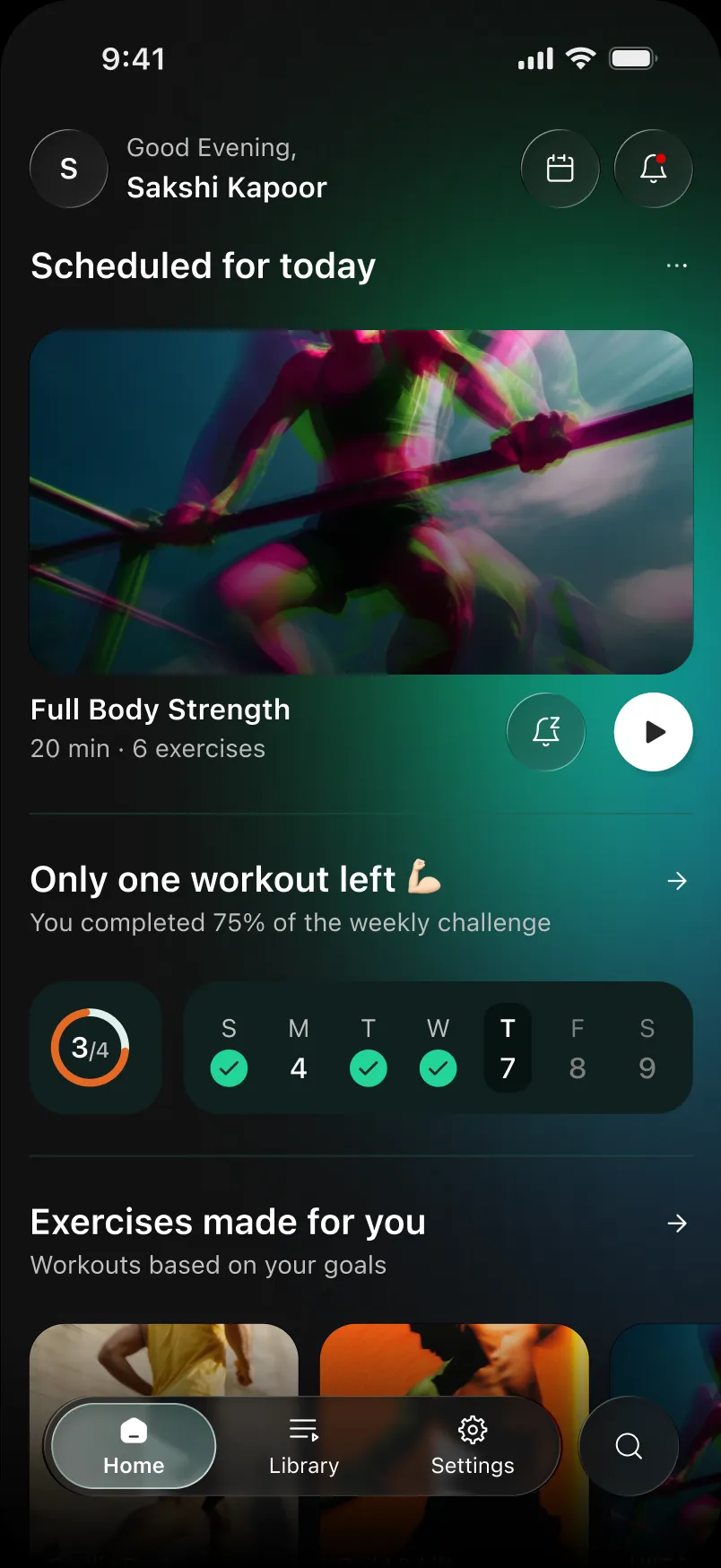 Scheduled for today, dark mode