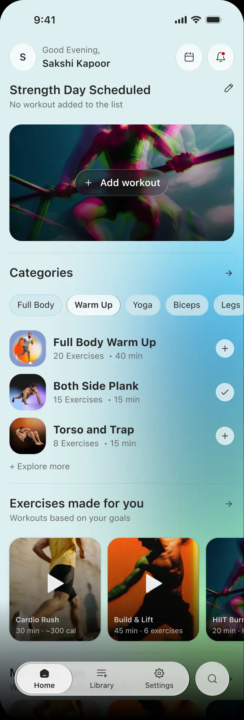 Strength day, empty, light mode