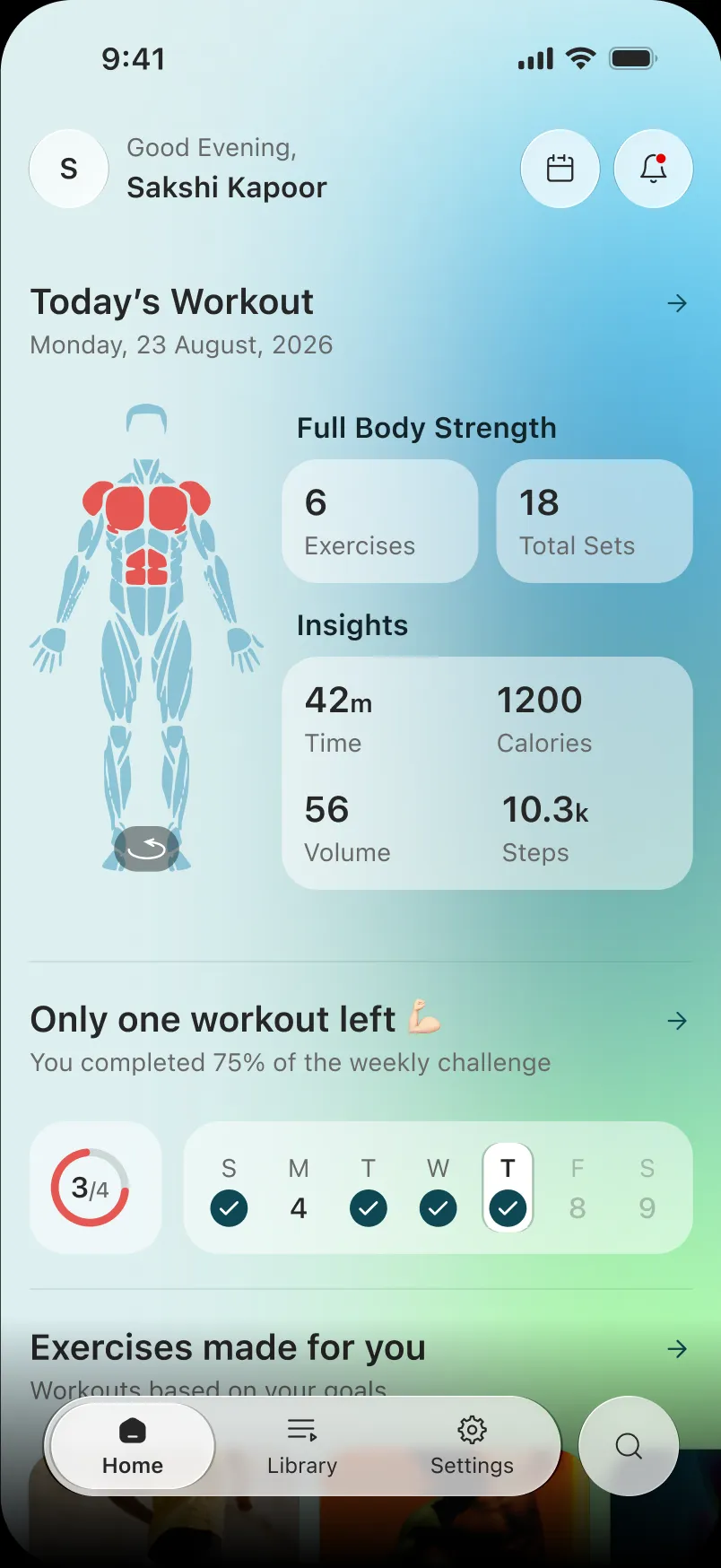 Workout done, light mode